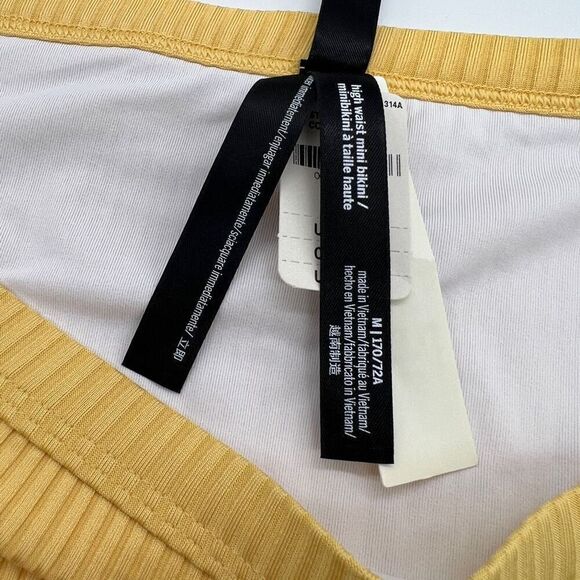 PINK Victoria’s Secret Bikini Bottom Yellow Ribbed Texture Size Medium NWT - Picture 11 of 13